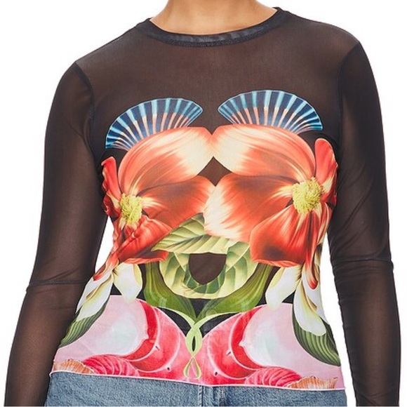 Anthropologie AFRM Kaylee Top in Hibiscus Shell - Picture 1 of 9